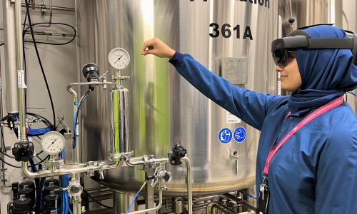 Mommina with hololens at Novo Nordisk